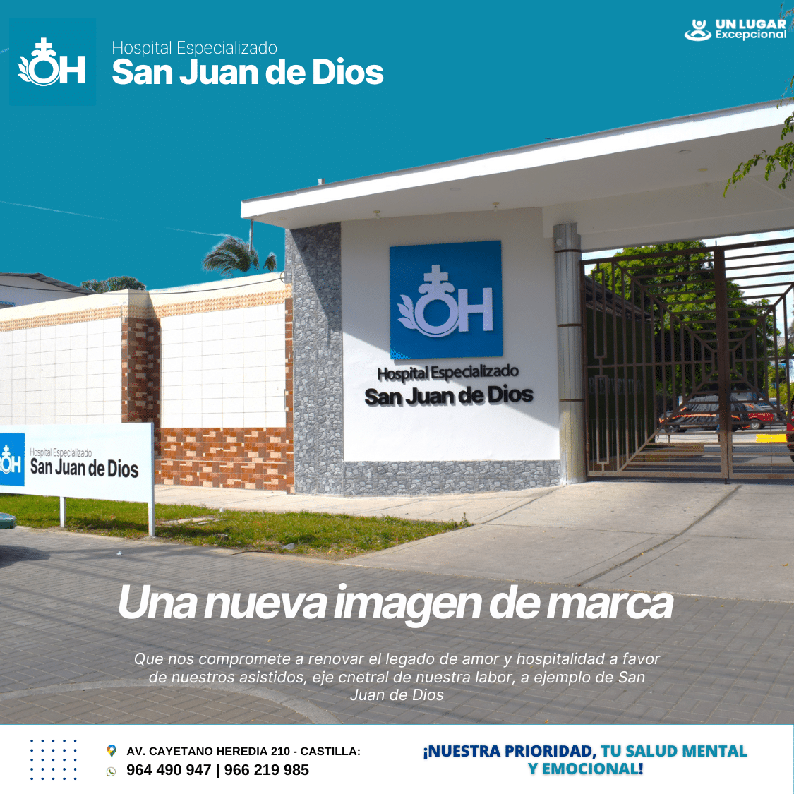 Hospital Especializado San Juan de Dios Piura 4 Ubicación estratégica y accesible. Ambientes seguros, amplios y multifuncionales.